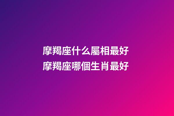 摩羯座什么屬相最好 摩羯座哪個生肖最好-第1張-觀點-玄機派
